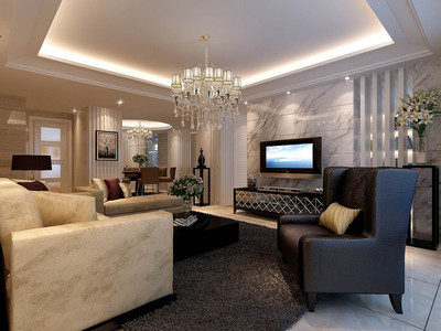 奢华简约-开元四季装修-三室两厅装修效果图-现代简约风格-徐州锦华装饰